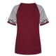 thumbnail image 3 of Blusa con cuello redondo y manga corta con estampado de rayas para mujer, rojo vino, XL Inevent AP001776-29, 3 of 7