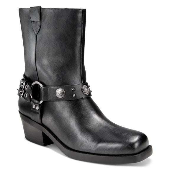 Wild Pair Womens Sherri Moto Booties Black Smooth 6.5M