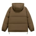 thumbnail image 3 of Men's Down Jackets Winter Warm Thick Hooded Puffer Coat Zip Up Baggy Down Outerwear Relaxed Fit Padded Loose Casual Fall Jackets for Men Coffee M, 3 of 3