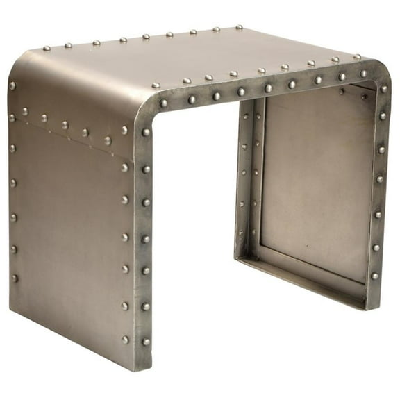 Sheridan Cast Iron Side Table in Gold Featuring Rivet Detailing