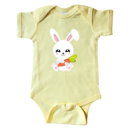 

Inktastic Cute Bunny White Bunny Bunny With Carrot Rabbit Gift Baby Boy or Baby Girl Bodysuit