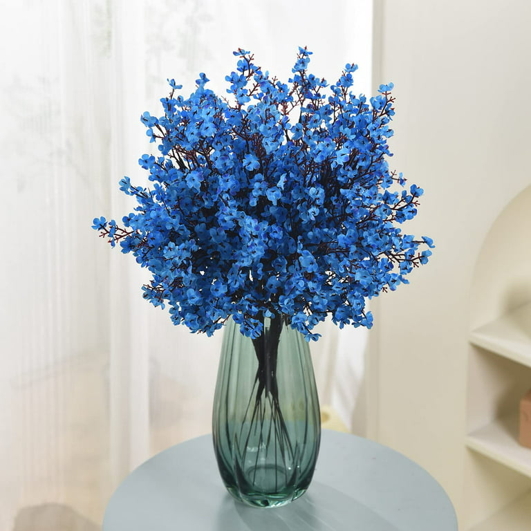 HUIANER Artificial Baby Breath Flowers 4pcs Blue Fake Gypsophila Bouquets  Silk Artificial Flowers Bulk for Wedding Home Centerpiece Party Decoration