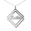 Personalized 14K Gold-Plated Sterling Silver or Sterling Silver Double Diamond-Shaped Name Pendant