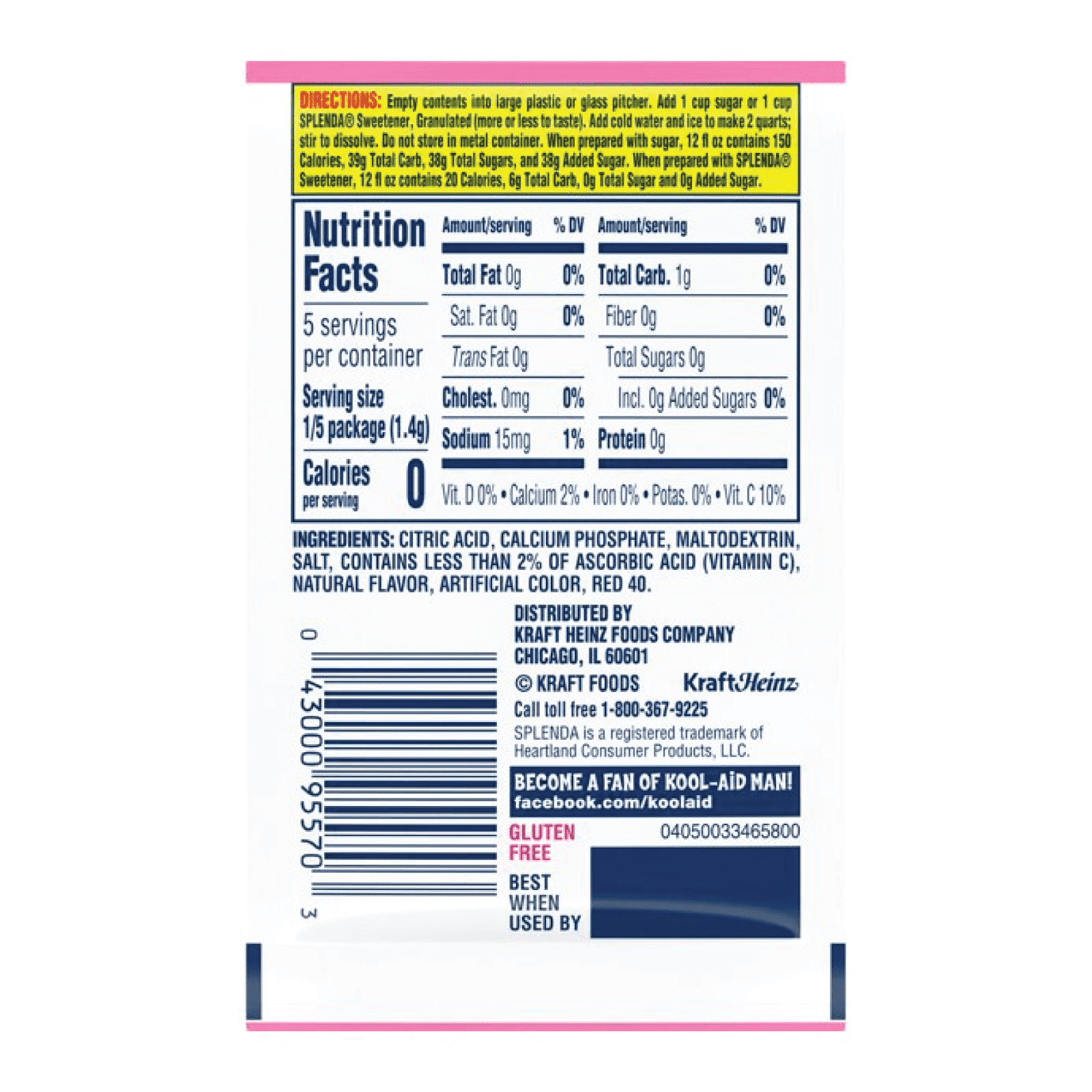 Kool-Aid Pink Lemonade Unsweetened Drink Mix Packets, Caffeine Free, 48 Count