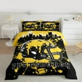 thumbnail image 2 of Manfei American Football Bedding Comforter Set 2pcs for Kids Teens, Rugby Helmet Twin Comforter Sets, Black Yellow Graffiti Splash Bedding Set, Microfiber Bedroom Decor, 2 of 8