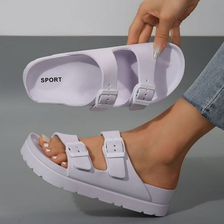 

FDGHYTBF Comfortable Arch Support Flat Sandals - Adjustable Double Buckle Waterproof Fashion Beach Slide Breathable Soft Lightweight Easy to Wear - Perfect for Summer Beach Po