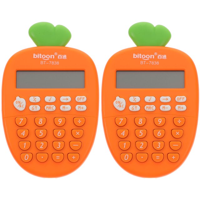 2 Pcs Calculatrices Électroniques en Forme de Carotte Calculatrices Portables 12 Chiffres pour Étudiants