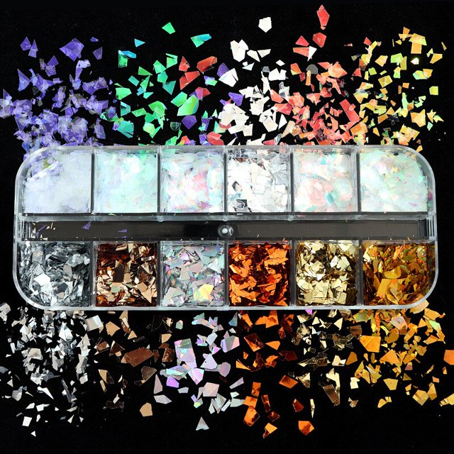 Uñas arte brillo polvo lentejuelas doble capa herramienta de manicura pedrería gemas decoraciones caja de reciclaje almacenamiento contenedor portátil Tan Jianjun unisex