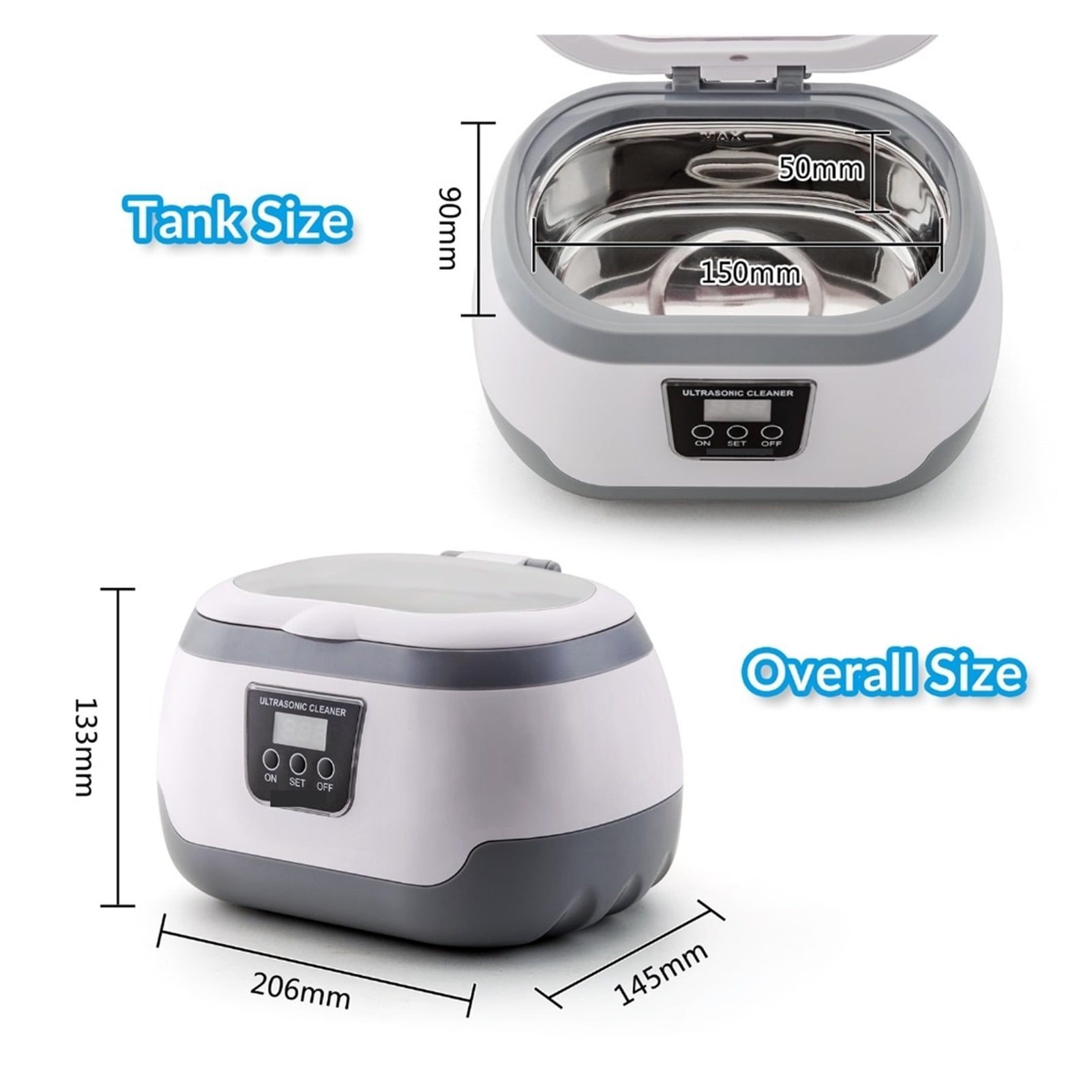 600ML Ultrasonic Cleaner Bath Timer For Jewelry Parts Glasses Manicure Stones Cutters Dental Razor Brush ,Strong Cleaning