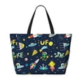 thumbnail image 2 of Naloa Funny Spaceships Large Capacity Beach Bag, Waterproof Sandproof Beach Swim Pool Bag Tote Bag for Women, 2 of 7