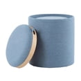 thumbnail image 5 of Lumisource Tray Contemporary Nesting Ottoman Set in Blue Fabric and Natural Wood, 5 of 8