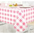 thumbnail image 5 of Newbridge Pink Pastel Easter Farmhouse Check Vinyl Tablecloth With Flannel Backing, Spring Gingham Flannel Backed Vinyl Tablecloth, 52" x 52" Square, Pink, 5 of 7