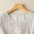 thumbnail image 5 of Linen Shirts for Women Summer 2025 Retro Embroidered 3/4 Sleeve Boho Tops Dressy Casual Blouses Teacher Loose Tunics, 2026 New Limit time off, 5 of 5