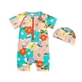 thumbnail image 2 of uublik Toddler Girl Swimsuit Flower Print Short Sleeve One-piece Swimsuit Hat Set, Sizes 6M-5T, 2 of 5