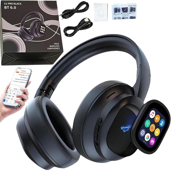 HY-X1 Pro AI Translation Wireless Headphones with Detachable Full Color LCD Touch Screen, Support 169 Languages Bluetooth Translation Function, for Travel Business(1Pc)