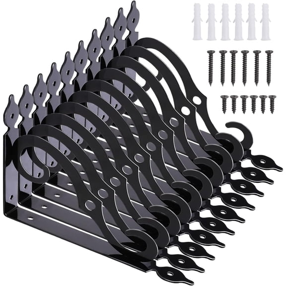 10Pack Decorative Shelf Brackets,L Bracket for Shelves,7.4Inch Wall Mounted L Shape Shelf Bracket,Heavy Duty Shelf Brackets Metal Corner Brace Right Angle Bracket Shelf Support with Screws,Black