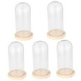 thumbnail image 4 of MLINS 5pcs Clear Galss Dome Cloche with Wooden Base Tay Handle Cloche Bell Jar Cake Display Case Tabletop Centerpiece for Pastry Desserts Cheese Flower, 4 of 8