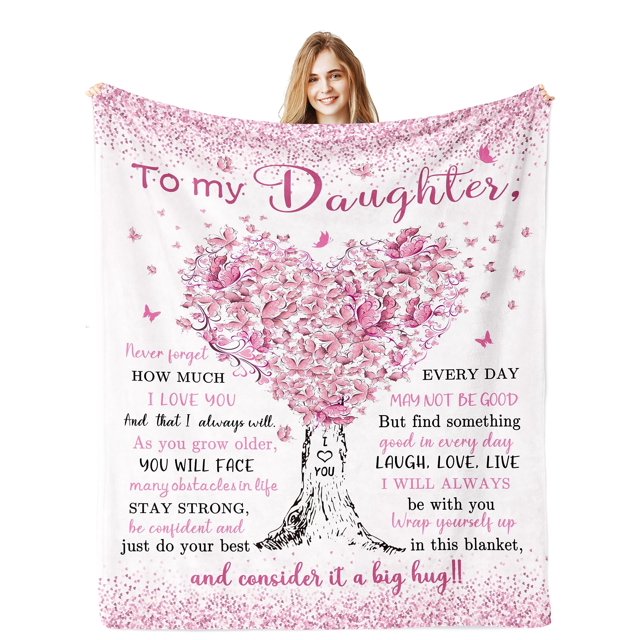 LHSHID Daughter Gifts Birthday Gifts Ideas from Mom Dad to My Daughter Fleece Blanket Best Daughter Graduation Wedding Gifts 60x80in