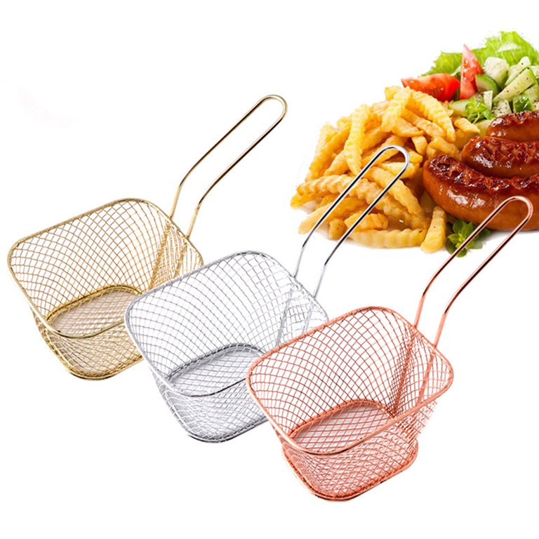 Chrome Rectangular Mini Fry Basket by Choice - 4 x 3 x 3