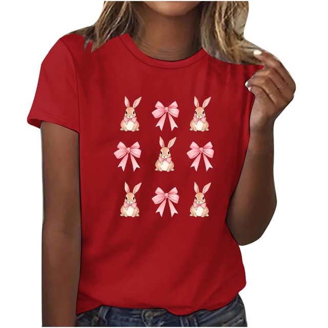 Tops de Cuello Redondo para las Mujeres Impreso Manga Corta Suéter Camiseta de Imitación Rack, Top Casual de Moda para el Hogar Diario Y el Trabajo