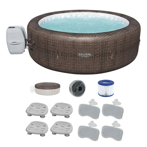 Bestway SaluSpa St Moritz Hot Tub w/Set of 4 Spa Seat & 4 Headrest Pillows