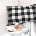 thumbnail image 4 of Goofa White And Black Plaid Print Plush Throw Pillow Case, Soft Velvet with Hidden Zipper, Decorative Cushion Cover for Sofa, Bed, Car, and Home Décor-20"x30", 4 of 6