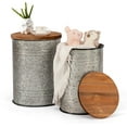 thumbnail image 1 of ZXNYH Farmhouse End Tables Set of 2, Galvanized Metal Decor Side Table with Wood Lid, Coffee Table Storage Stool for Living Room (White), 1 of 7
