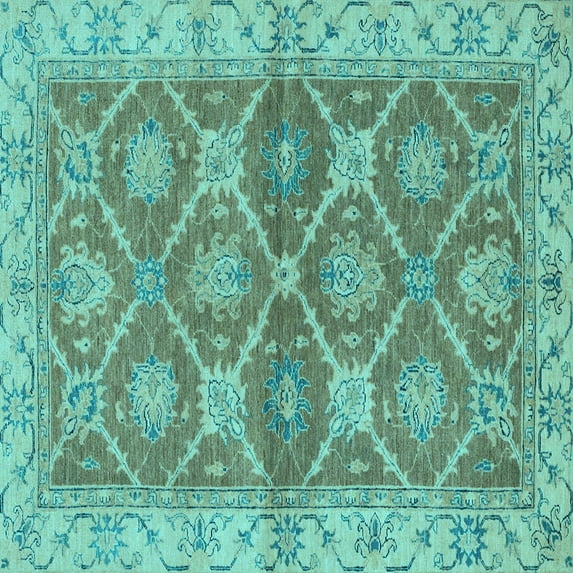 Ahgly Company Indoor Square Abstract Light Blue Modern Area Rugs, 3' Square