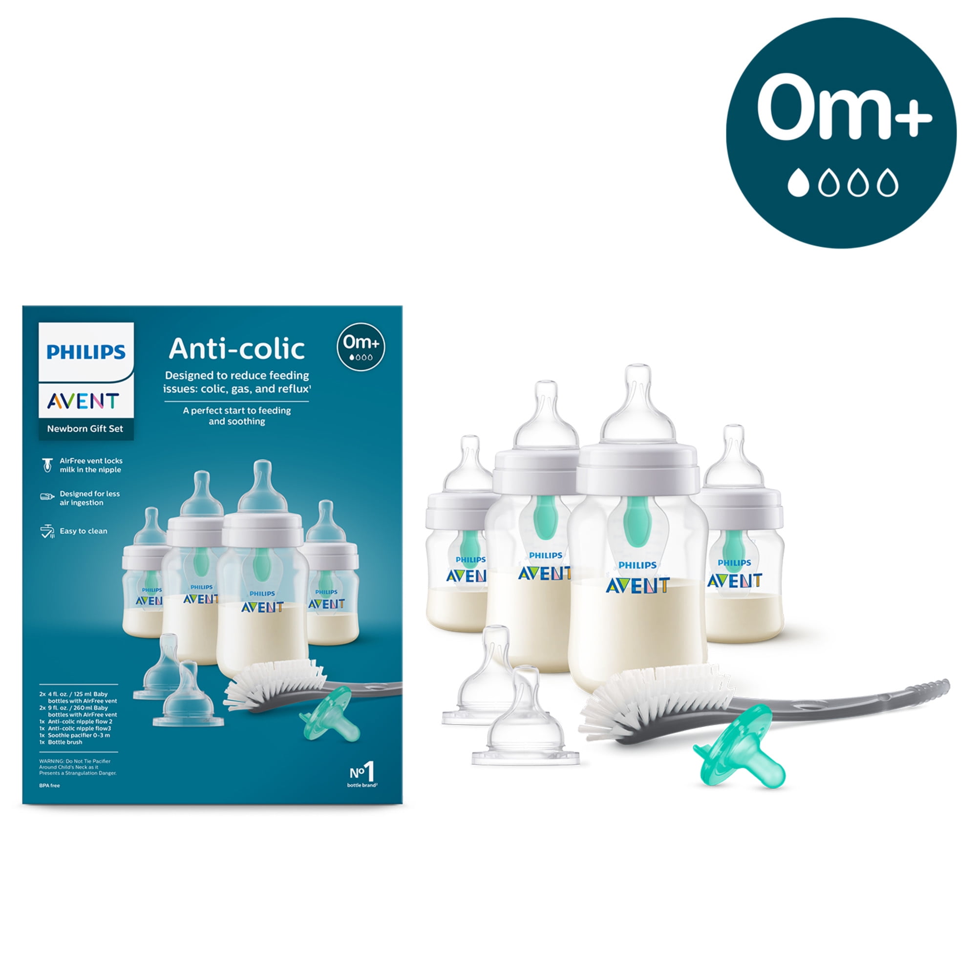 Philips Avent Anti-colic Baby Bottle with Air Free Vent Newborn Gift Set, Clear, Exclusively At Walmart, SCD306/12