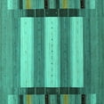 thumbnail image 1 of Ahgly Company Machine Washable Indoor Square Abstract Turquoise Blue Contemporary Area Rugs, 3' Square, 1 of 4