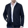 thumbnail image 2 of Maoxin Mens Jacket Men's Fashion Casual Sports Hoodless Jacket Long Sleeve Hoodless Casual Coat/jacket Navy 2XL, 2 of 8