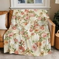 thumbnail image 4 of Pink Retro Rose Throw Blankets, Vintage Floral Soft Fleece Blanket Decorative for Home Sofa Couch Chair Living Bedroom, 60x80 inches,, 4 of 8