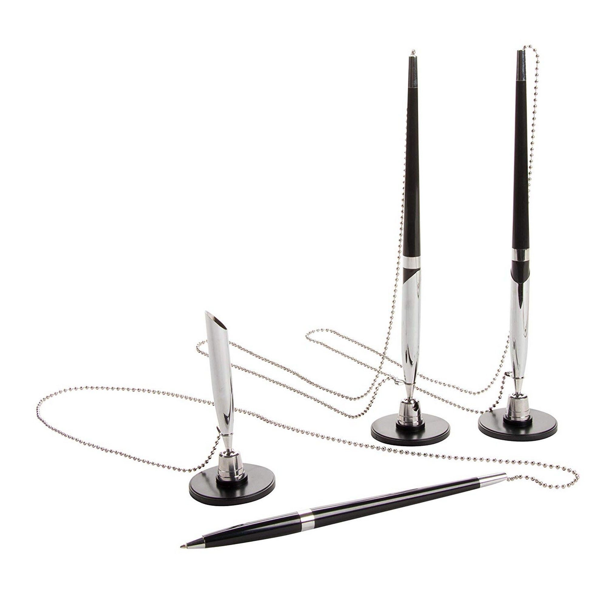 Desktop Pen 3Pack Counter Pens with Ball Chain, Security Gel Ink
