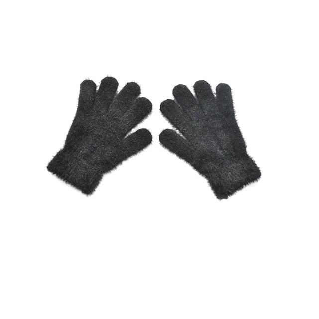 Sonducket 1 par de guantes para niños pequeños, guantes gruesos de punto de invierno, accesorio de ropa para manualidades de punto pequeño Simple y guantes y mitones Negro