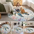 thumbnail image 6 of Sea Turtles Round Living Room Rugs 6 ft, Marine Life Corals Shell Starfish Ocean Summer Washable Area Rug with Non-Slip Sturdy Edge Binding Round Carpet for Kitchen Office Bedroom, 6 of 9