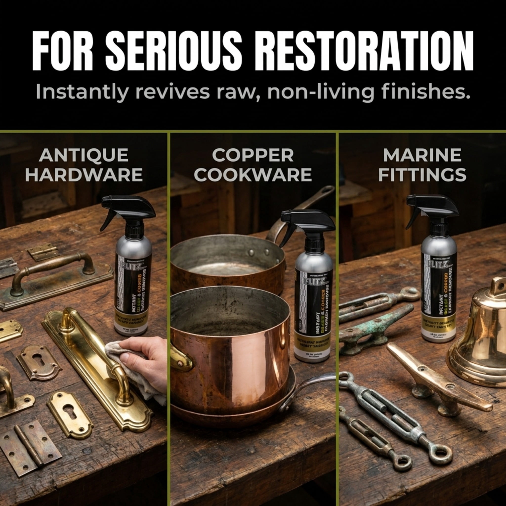 Flitz Instant Brass and Copper Tarnish Remover, Rust Remover Spray for Shine and Protection, 16 oz