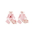 thumbnail image 2 of BemeyourBBs Newborn Baby Girl My First Valentines Day Outfit Long Sleeve Letters Heart Printed Romper Ruffle Skort Skirt Set Headband and Stockings 4Pcs Spring Clothes, 2 of 9