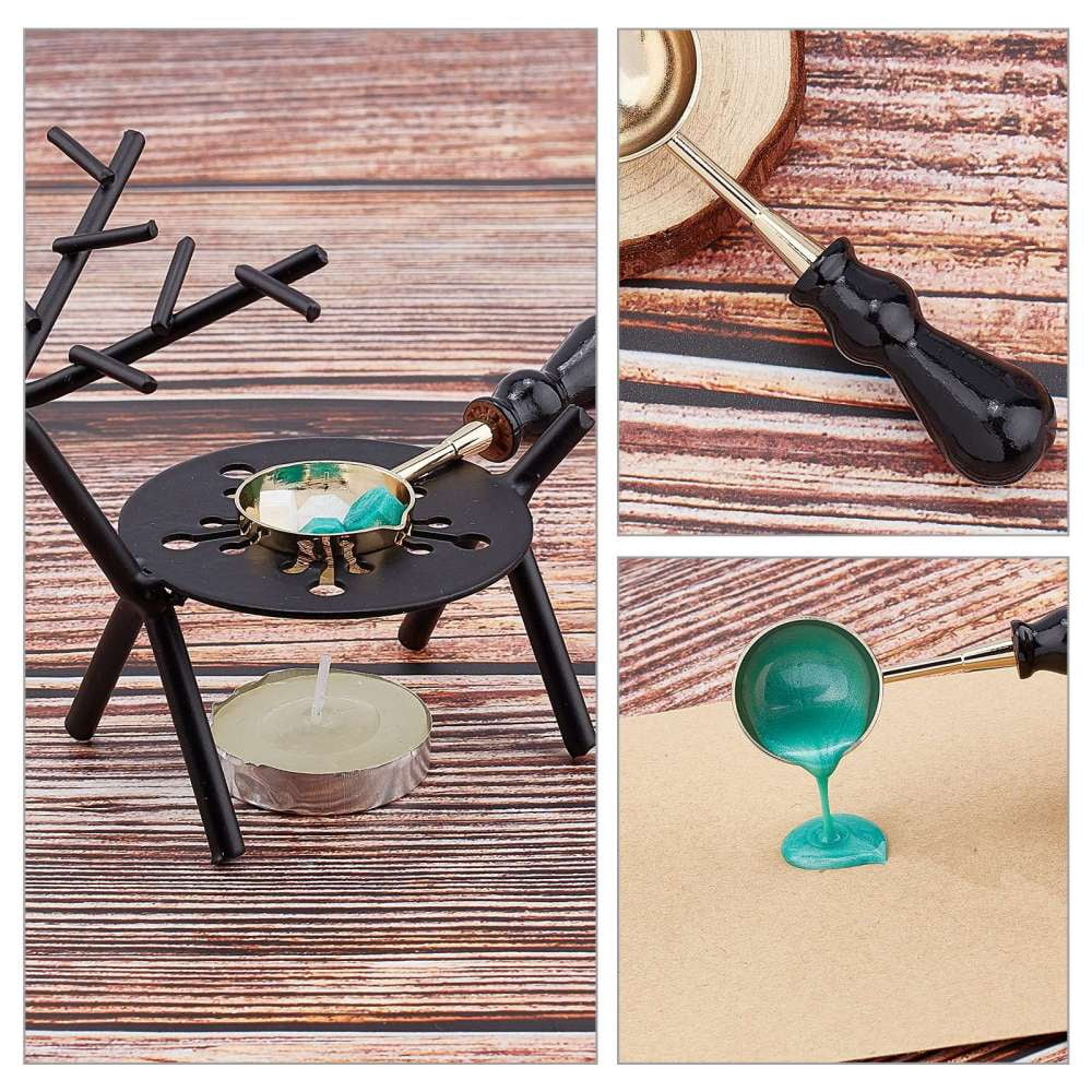 DIY Scrapbook Making Kits Including Iron Wax Furnace Brass Spoon Sealing Wax Particles Blank Kraft Paper Card Stainless Steel Scissors Candle
