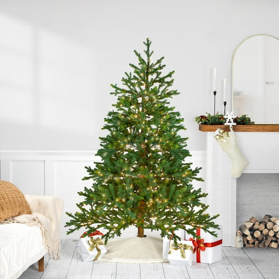 Northlight Real Touch™️Pre-Lit Full Northern Pine Artificial Christmas Tree - 6.5' - Clear LED