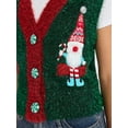 thumbnail image 4 of No Boundaries V-Neck Button Front Christmas Vest, Women’s, 4 of 5