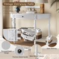 thumbnail image 5 of Atumcto Half Moon Console Table with Drawer and Shelf, Fluted Entryway Sofa Table with Roman Column Legs for Hallway and Living Room, White, 5 of 10