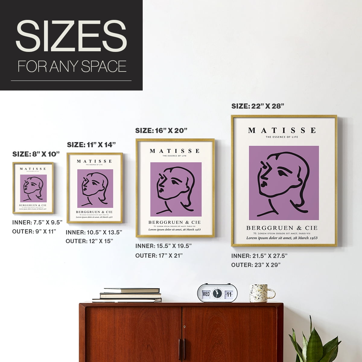 Matisse CVIII Framed Print in Gold Solid Wood 11 x 14 Framed Print