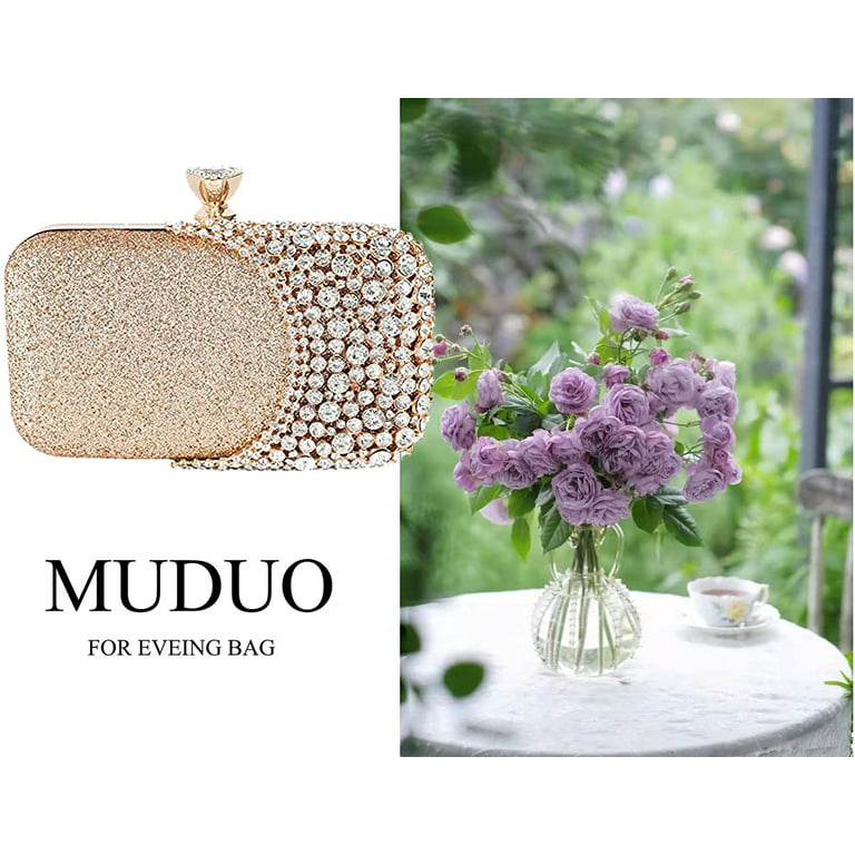 Gold Clutch Purses for Women Evening, Diamond Wedding Clutch Crossbody  Shoulder Bag with Crystal, Sequin Formal Flower Rhinestone Handbag for  Party