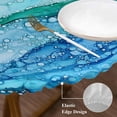 thumbnail image 4 of Round Fitted Tablecloths with Elastic Edge Abstract Marble Ombre Blue Ocean Wave Oil-Proof Waterproof Wipeable Table Cover for Kitchen Dining Party Decor Nautical Coastal Sea Table Clothes,36" - 44", 4 of 9