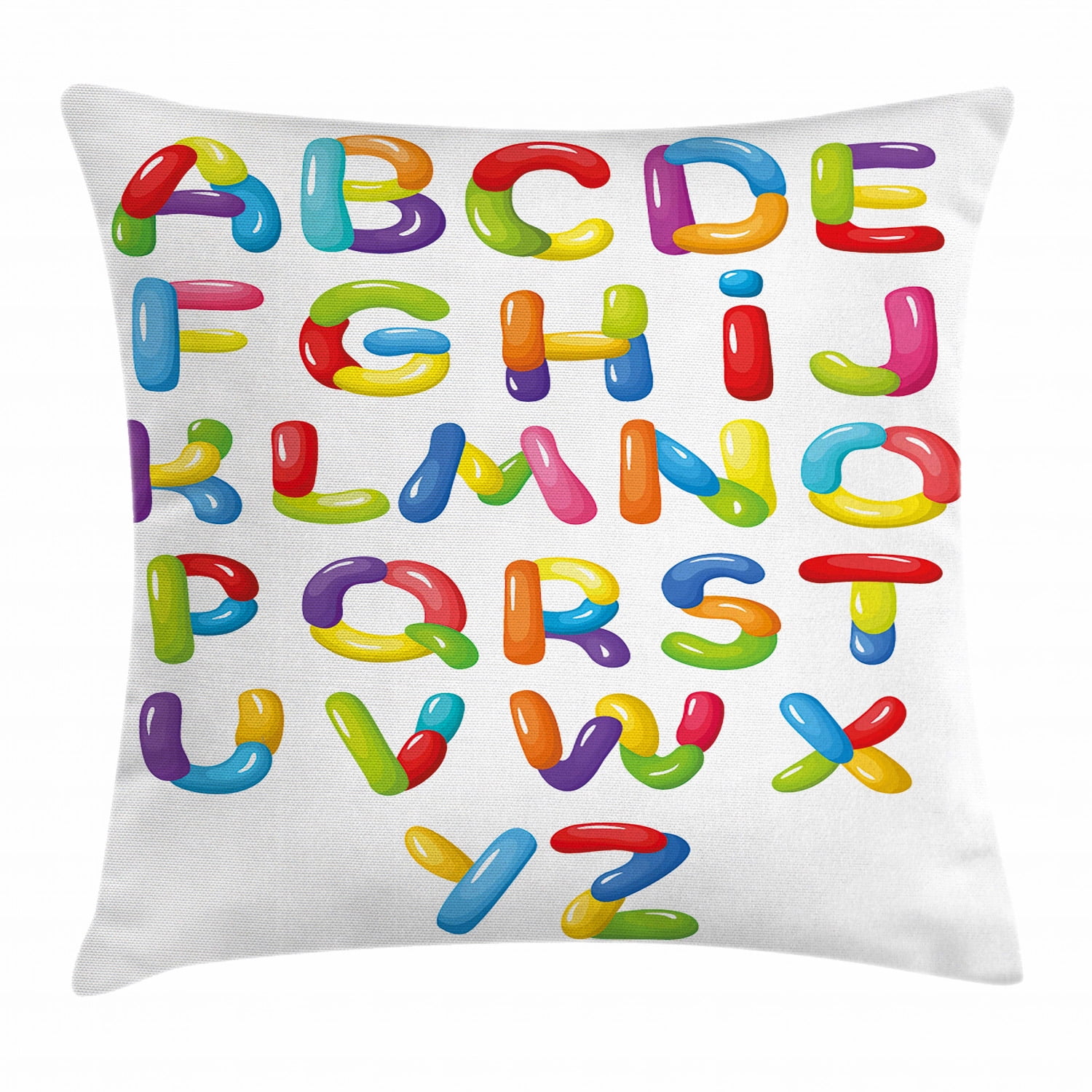 Letters Throw Pillow Cushion Cover, Colorful Letters Kids Children