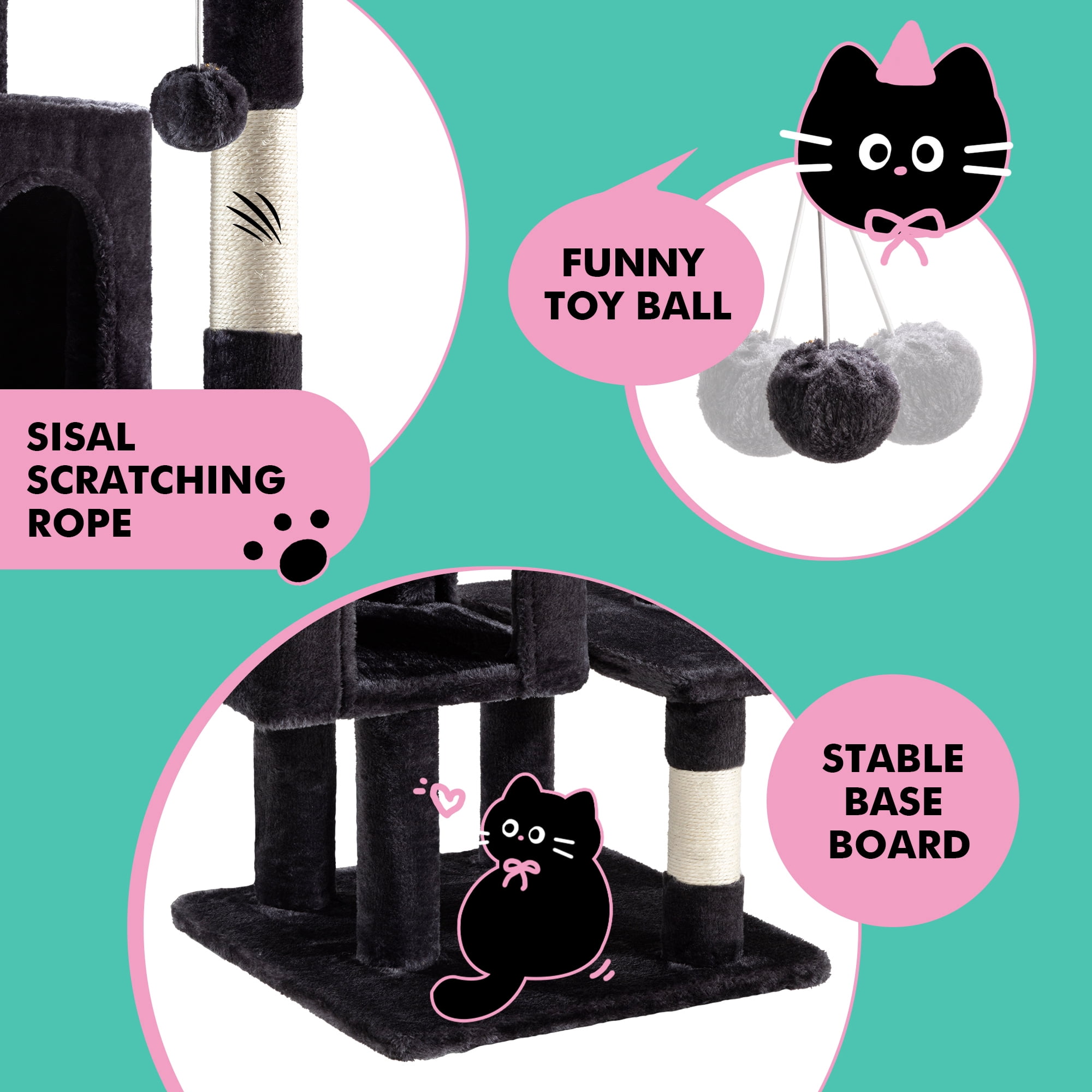 Einfach 29" Cat Tree Tower with Plush Perch Condo House for Indoor Cats & Scratching Post, Blue