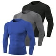 thumbnail image 1 of 3pcs Men's Athletic Long Sleeve Shirts Quick Dry Workout T-Shirt Running Tops, 1 of 6