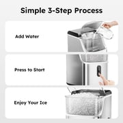 Simzlife Nugget Ice Maker Countertop, 35lbs/24H Portable Sonic Ice Machine with Self-Cleaning, Chewable Pellet Ice Maker for Home Kitchen Office RV, Stainless Steel