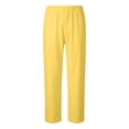 thumbnail image 5 of UVEASISHA Womens Casual Pants Cotton Linen Capris Pant Elastic Waist Straight Leg Summer Trousers with Pockets for Teacher Office Work Yellow S, 5 of 8