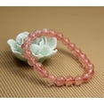 thumbnail image 4 of Smelted Cherry Quartz Gemstone 8mm Round Beads Stretch Bracelet 7" Unisex, 4 of 5